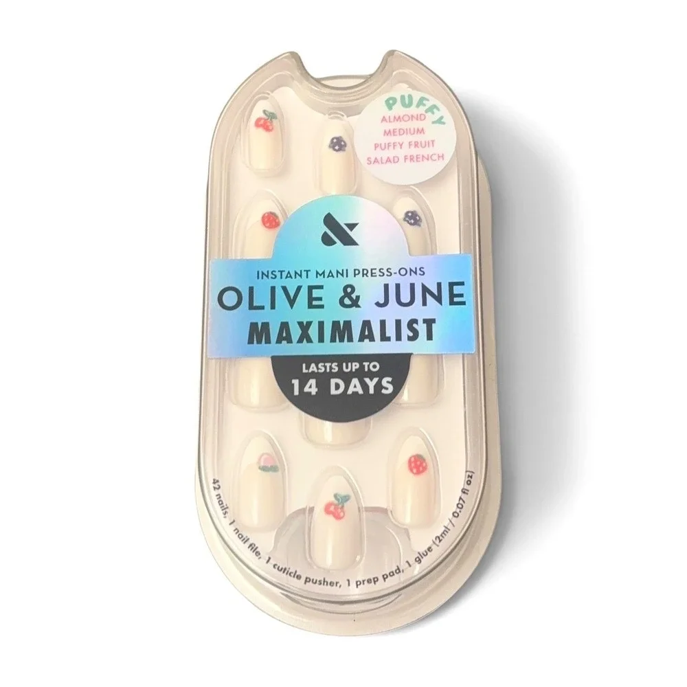 Olive & June Maximalist Press-On Nails Puffy Fruit Salad French Almond Medium